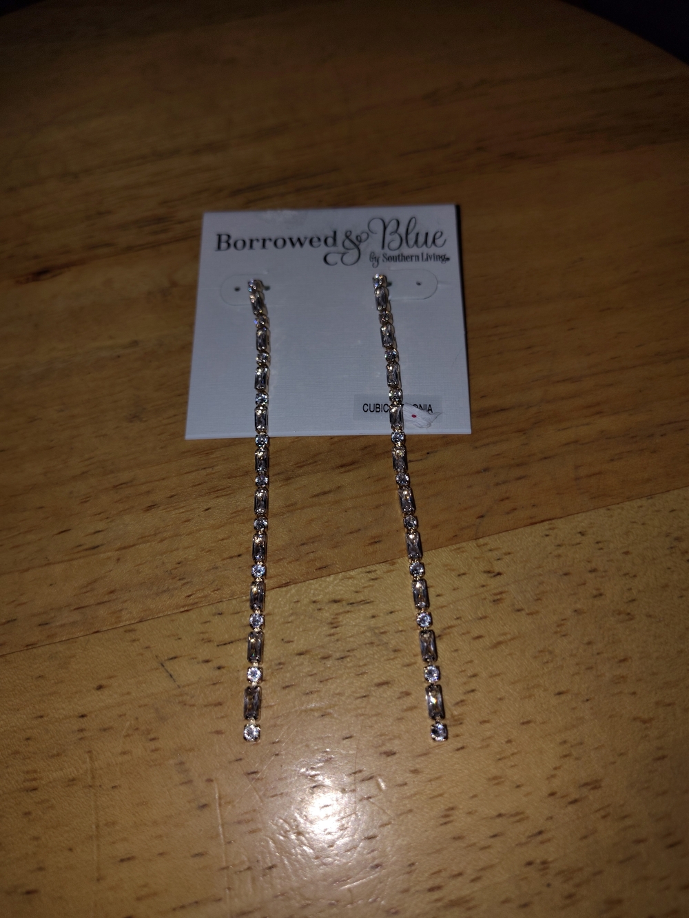 Borrowed & Blue Silver Linear Drop Earrings with Cubic Zirconia